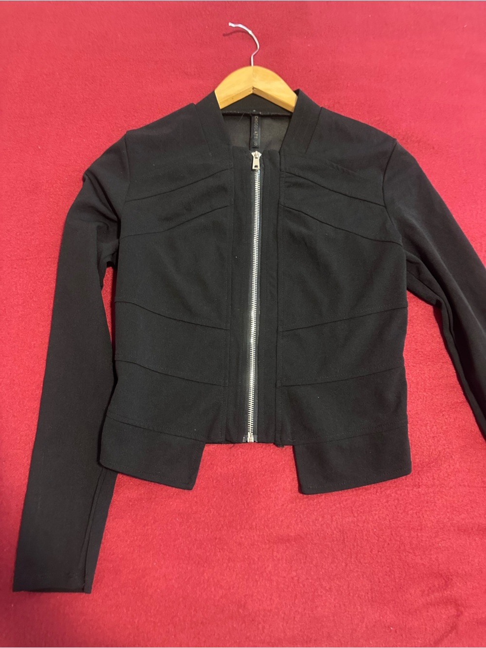 Chocolate Black Women's Zip-Front Cropped Blazer